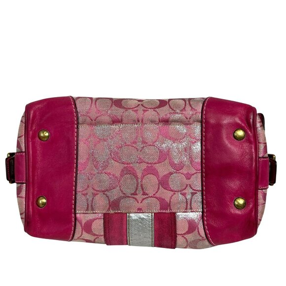 Vintage Coach Signature Pink Metallic Silver Splash Boston Satchel Bag Y2K 2186 - Picture 5 of 16